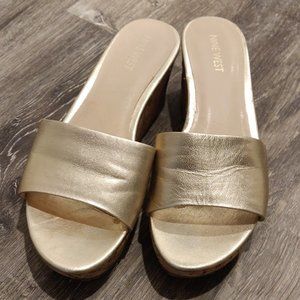 Nine West Gold Cork Wedge Sandals